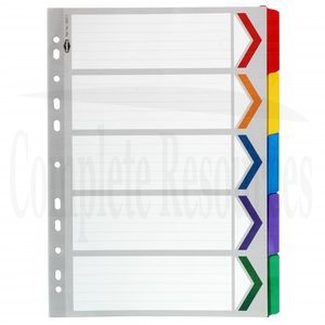 Marbig A4 5 Tab Coloured Dividers