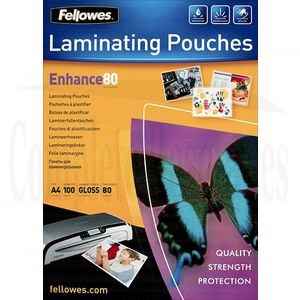 Fellowes 80 Micron A4 Glossy Laminating Pouches (Pk 100)