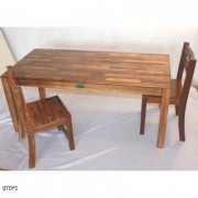 Acacia Hardwood Rectangular Table With 2 Stacking Chairs