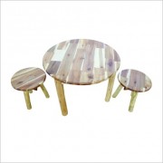 Round Hardwood Table and Stool Set