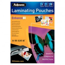 Fellowes 80 Micron A3 Glossy Laminating Pouches (Pk 100)