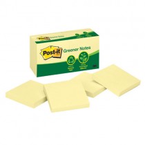 Post It Notes - Recycled Yellow  654 (Pk 12) 